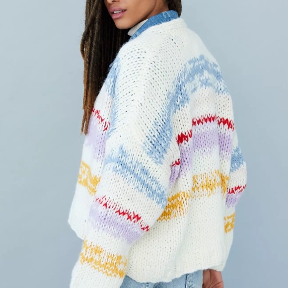 NWOT Anthropologie Grazia Chunky Striped Cardigan Sweater Size XS/S - Picture 4 of 15